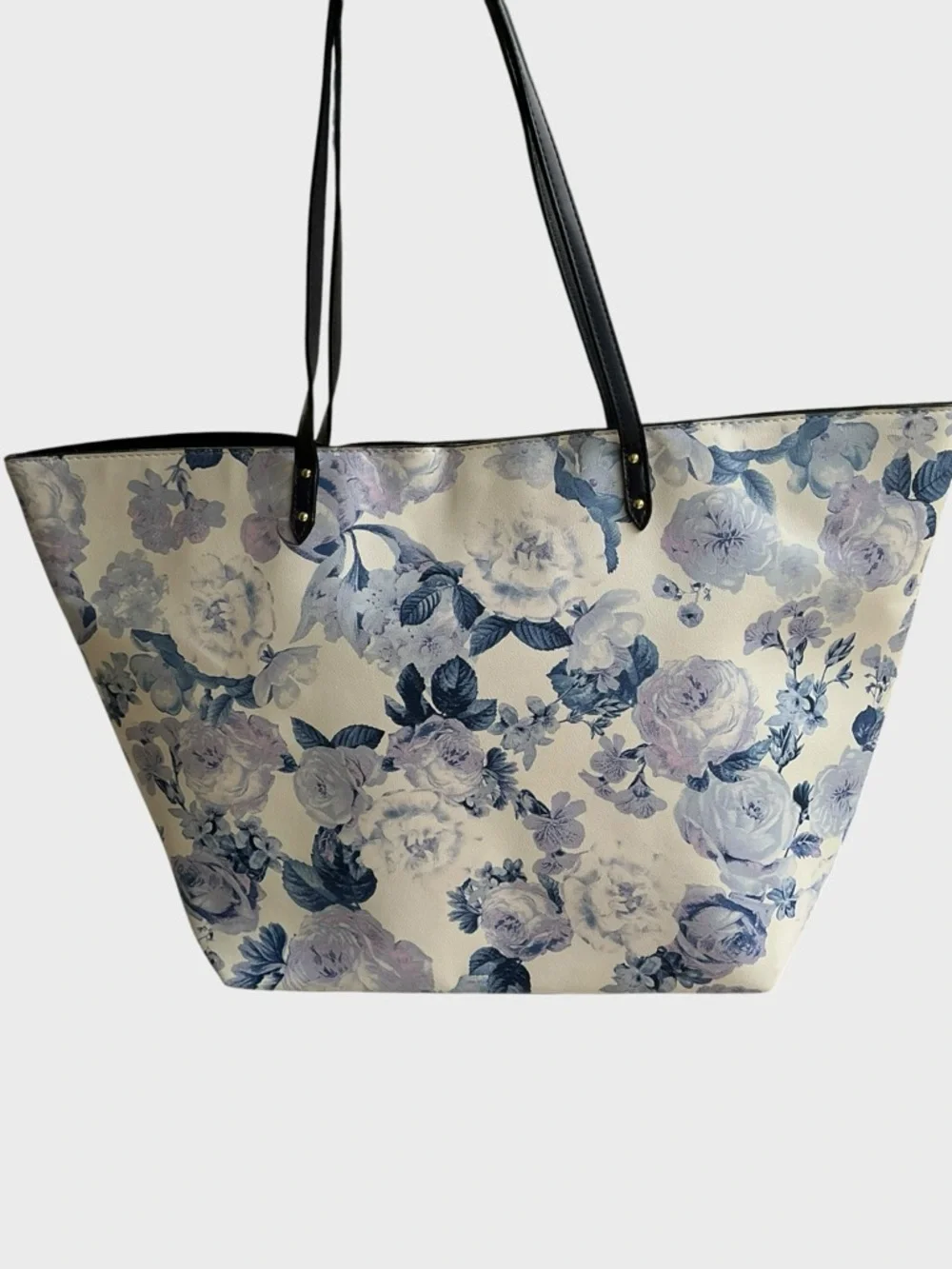Victoria’s Secret Blue Floral Tote Bag Large PU Carryall Shopper